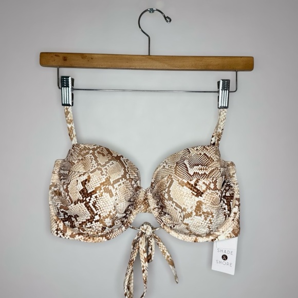 New Shade & Shore Snake Print Swim Top 36D - Picture 1 of 10